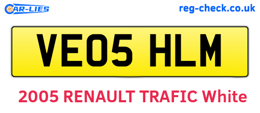 VE05HLM are the vehicle registration plates.