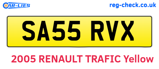 SA55RVX are the vehicle registration plates.