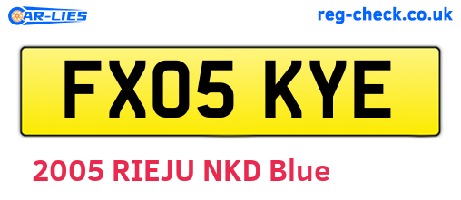 FX05KYE are the vehicle registration plates.