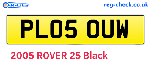 PL05OUW are the vehicle registration plates.