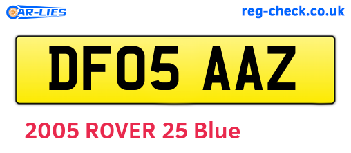 DF05AAZ are the vehicle registration plates.