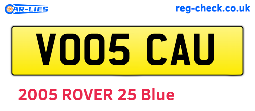 VO05CAU are the vehicle registration plates.