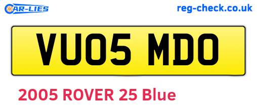 VU05MDO are the vehicle registration plates.