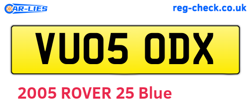 VU05ODX are the vehicle registration plates.