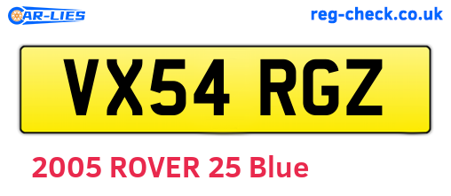 VX54RGZ are the vehicle registration plates.