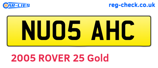 NU05AHC are the vehicle registration plates.