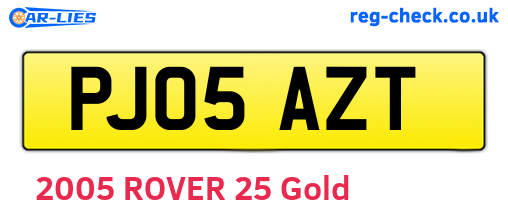 PJ05AZT are the vehicle registration plates.