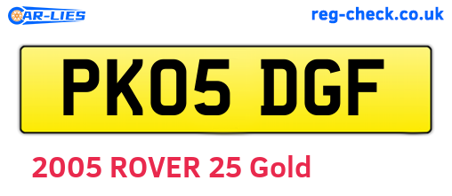 PK05DGF are the vehicle registration plates.