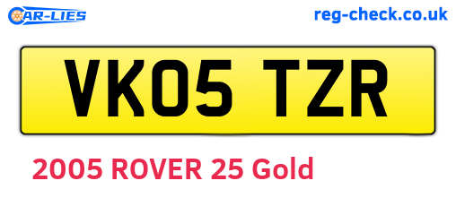 VK05TZR are the vehicle registration plates.