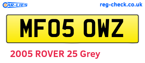MF05OWZ are the vehicle registration plates.