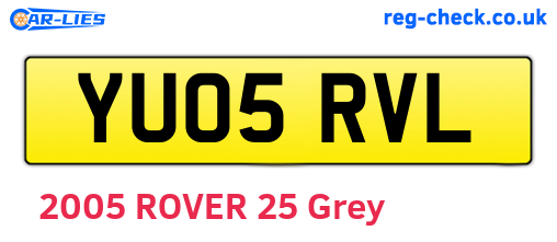 YU05RVL are the vehicle registration plates.