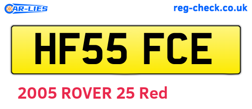 HF55FCE are the vehicle registration plates.