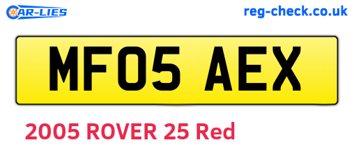 MF05AEX are the vehicle registration plates.