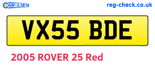 VX55BDE are the vehicle registration plates.