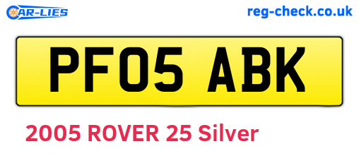 PF05ABK are the vehicle registration plates.