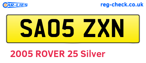 SA05ZXN are the vehicle registration plates.