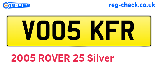 VO05KFR are the vehicle registration plates.