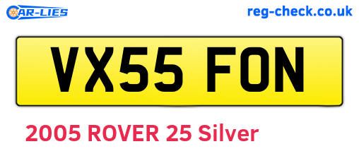 VX55FON are the vehicle registration plates.