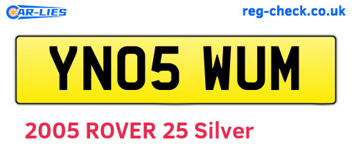 YN05WUM are the vehicle registration plates.