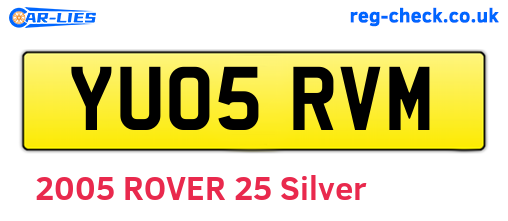 YU05RVM are the vehicle registration plates.