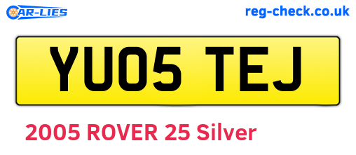 YU05TEJ are the vehicle registration plates.