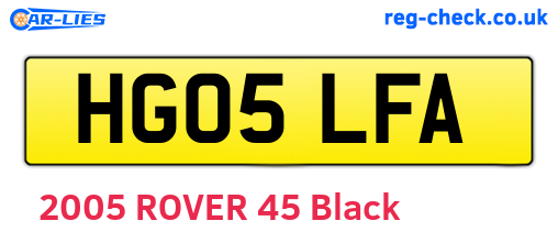 HG05LFA are the vehicle registration plates.