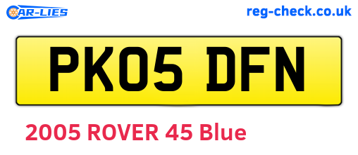 PK05DFN are the vehicle registration plates.