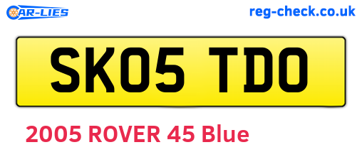 SK05TDO are the vehicle registration plates.