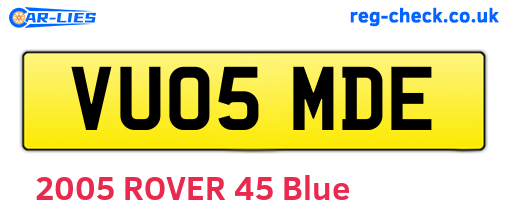 VU05MDE are the vehicle registration plates.