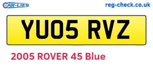 YU05RVZ are the vehicle registration plates.