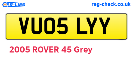 VU05LYY are the vehicle registration plates.