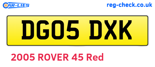DG05DXK are the vehicle registration plates.