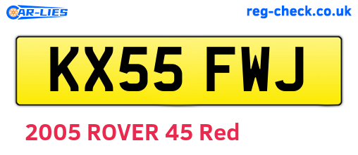 KX55FWJ are the vehicle registration plates.