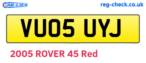 VU05UYJ are the vehicle registration plates.