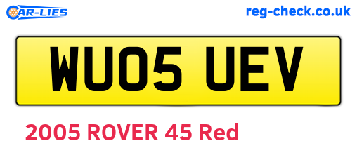 WU05UEV are the vehicle registration plates.