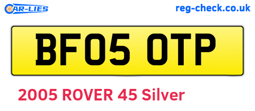 BF05OTP are the vehicle registration plates.