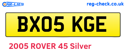 BX05KGE are the vehicle registration plates.