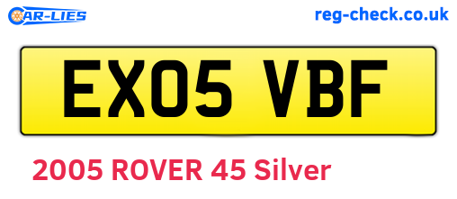EX05VBF are the vehicle registration plates.