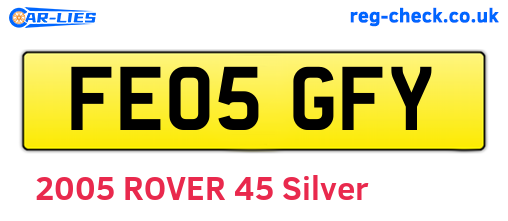 FE05GFY are the vehicle registration plates.