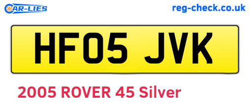 HF05JVK are the vehicle registration plates.