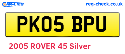 PK05BPU are the vehicle registration plates.