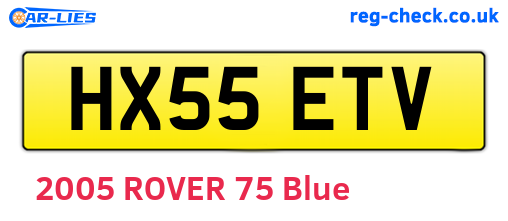 HX55ETV are the vehicle registration plates.