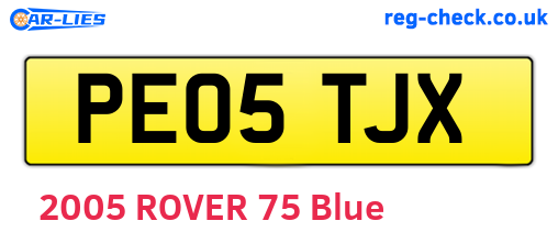 PE05TJX are the vehicle registration plates.