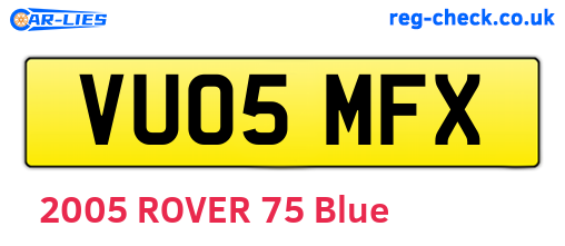 VU05MFX are the vehicle registration plates.