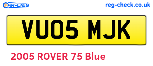 VU05MJK are the vehicle registration plates.