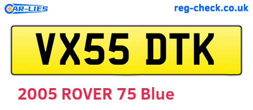 VX55DTK are the vehicle registration plates.