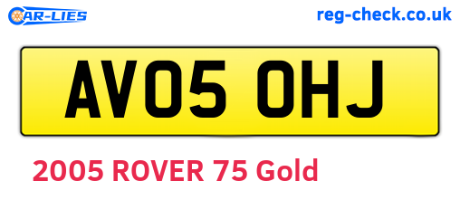 AV05OHJ are the vehicle registration plates.