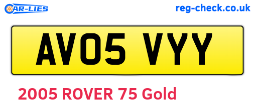 AV05VYY are the vehicle registration plates.