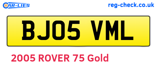 BJ05VML are the vehicle registration plates.
