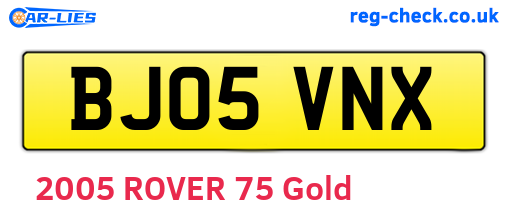 BJ05VNX are the vehicle registration plates.